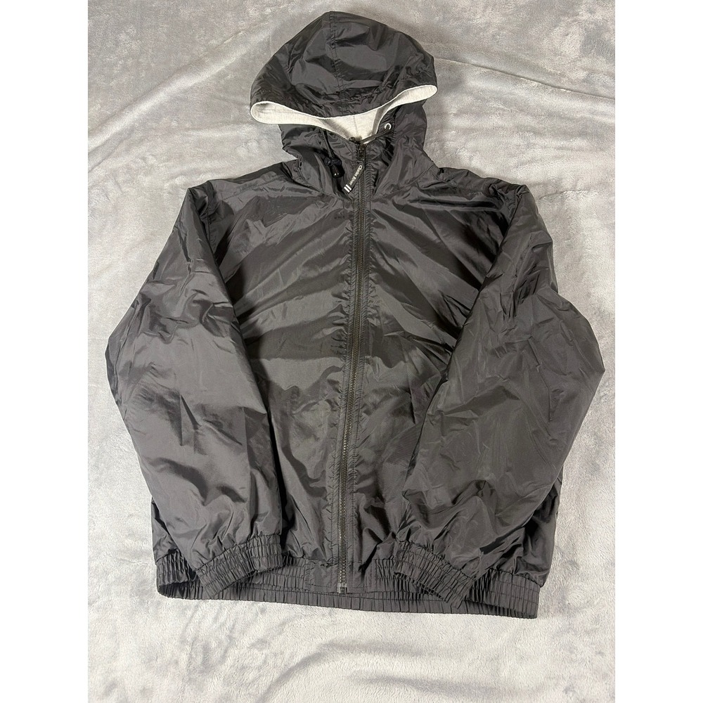 Charles River Apparel Mens Small Black Hooded Windbreaker Jersey Lined Jacket